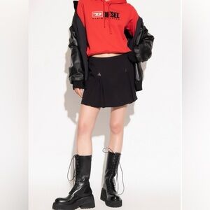 Diesel red embroidered patch pullover hoodie size medium